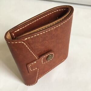 Purse Women's handmade wallet with pocket for change. Pueblo leather Color brown